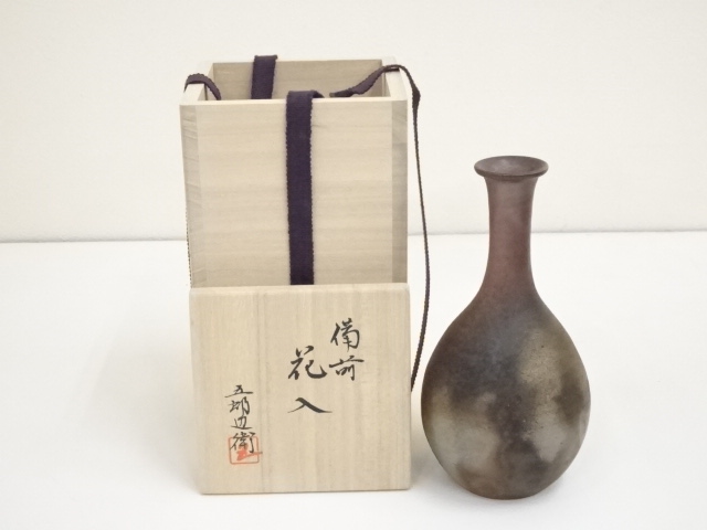 JAPANESE POTTERY BIZEN WARE FLOWER VASE 